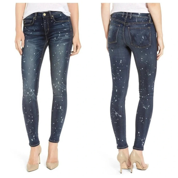 MCGUIRE‎ Newton Splatter Skinny Jeans in Dark Wash Blue Size US 25 - Picture 1 of 11